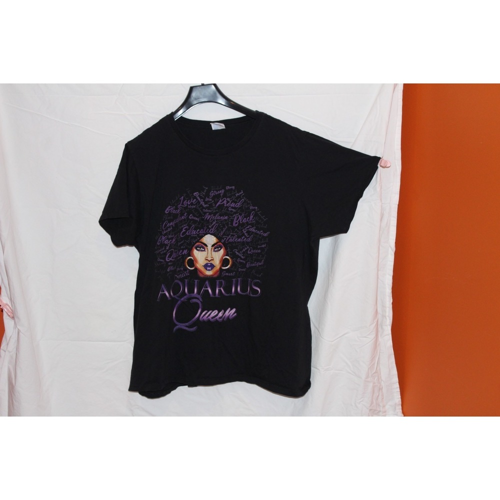 Aquarius Queen Graphic T-Shirt Women's 3XL Black Purple Astrology Zodiac Tee